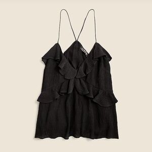 J. Crew Drapey ruffle tank top‎ in black size S NWT CA610